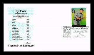 Dr Jim Stamps Us Ty Cobb Legends Of Baseball First Day Cover Artmaster