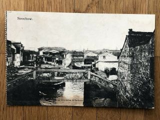 China Old Postcard Chinese Village River House Soochow