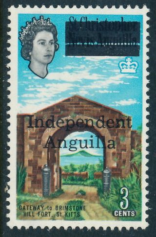 Scott 4/sg 4,  3c 1967 Independent Anguilla Overprint,  F - Vf Fresh Nh (um)
