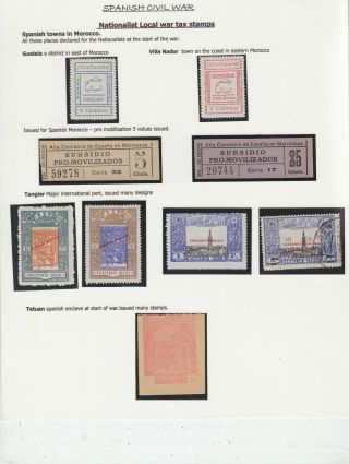Spanish Civil War Local Issues For Spanish Morocco 9 Stamps,  Mh