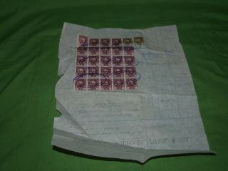 Rare Block Of Africa Italiana Revenue Stamps On 1951 Sales Docket To Tripoli