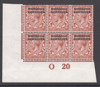 Morocco Agencies British Currency 1.  5d.  Control Block Of Six Very Fine Unmounted