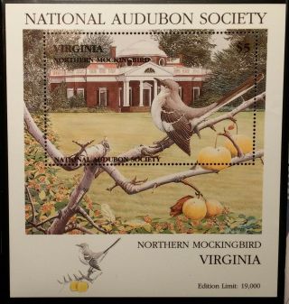 1985 National Audubon Society Virginia Birds Mnh Vf