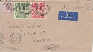 Gb 1942 Cover To Mexico.  Gvi High Values 5/ -,  2/6,  6d = 8/ - Quadruple Rate.