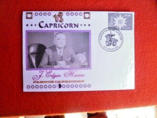 2004 Zodiac Famous Capricorn J.  Edgar Hoover Local Post Stamp Cover