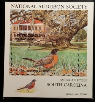 1985 National Audubon Society South Carolina Birds Mnh Vf