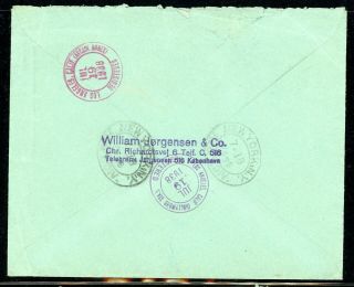 Denmark Postal History: LOT 5 1938 REG Multifranked Air COPENHAGEN - LA $$$ 2