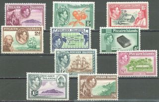 British Pitcairn Island,  1940 - 1951,  Sc 1 - 10,  King George Vi Full Set Mnh