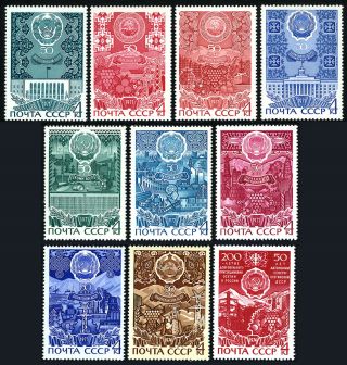 Russia 3814 - 3823,  Mnh.  50th Anniversary Of Autonomous Republics,  1971 - 1974