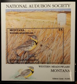 1985 National Audubon Society Montana Birds Mnh Vf