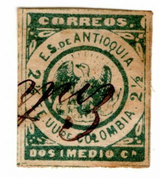 Colombia - Antioquia - 2.  5c Stamp - Ms Entrerrios - Sc 30 - 1883 Rrr