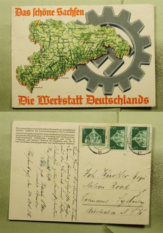 Dr Who 1936 Germany Reichenbach Workshop Postcard To Australia Pair E48290