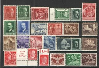Germany Third Reich Stamp Lot - Mnh/mh F/vf Hitler,  Feldpost,  Semi - Postals