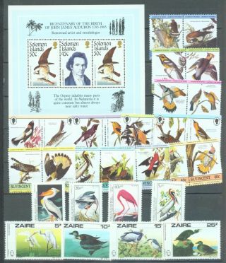 Thematics Audubon Birds 5 Sets (30 Stamps) And A Miniature Sheet All Mnh