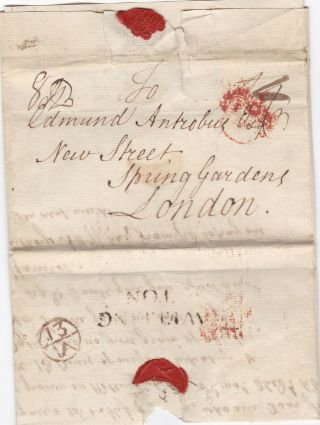 1783 Somerset Wellington Pmk Bishopmark & Red Inspector Crown Edmund Antrobus