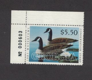 Ga3 - Georgia State Duck Stamp.  Plate Numbered Single.  Mnh.  Og.