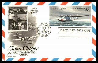 Mayfairstamps Us Fdc 1985 China Clipper Loading The Mail Art Craft Wwb_15267
