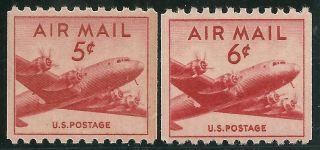 C37,  C41 1948 - 9 5c & 6c Dc - 4 Skymaster Airmail Coil Issues - Og/nh