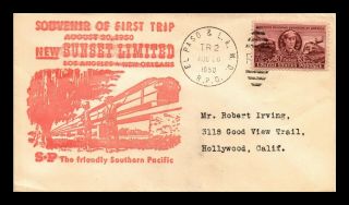 Dr Jim Stamps Us Sunset Limited Rpo Cover El Paso Los Angeles First Trip 1950