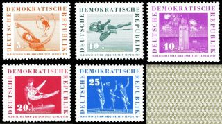 Ebs East Germany Ddr 1959 Gymnastics & Sports Festival Michel 707 - 711 Mnh