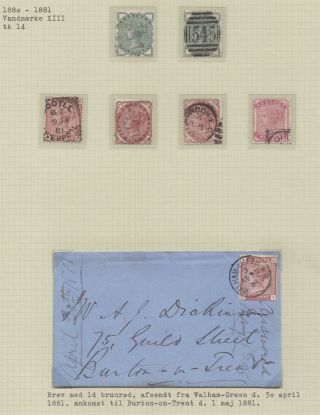 Lot:31555 Gb Qv Cover Sg166 1d On Cover Walham Green To Burton On Trent 30 Ap