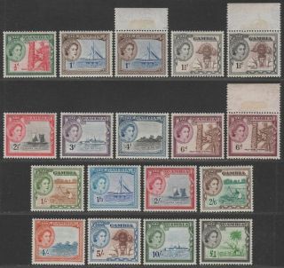 Gambia 1953 Queen Elizabeth Ii Set Sg171 - 185 Cat £110