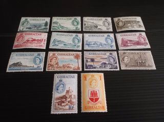 Gibraltar 1953 Sg 145 - 158 Definitives.  Mh