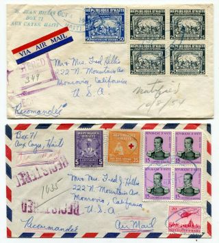 Dh - Haiti 1954 / 1955 - Two Registered Airmail Rate Covers - Sent To Usa - 2