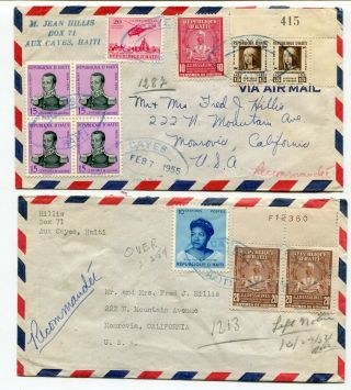 Dh - Haiti 1954 / 1955 - Two Registered Airmail Rate Covers - Sent To Usa - 1