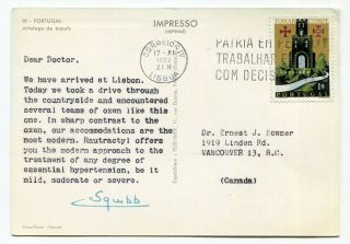 Dh - Portugal 1962 - Dear Doctor Squibb Medicine - Postcard To Canada