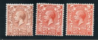 Kgv 1912 - 24 Sg 366 - 370 X 3 All Different Shades 1 Is Brown Orange Mounted
