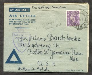 P637 - Gb Poland 1945 Forces In Italy Poczta Polowa 118 Censored Air Letter Cover