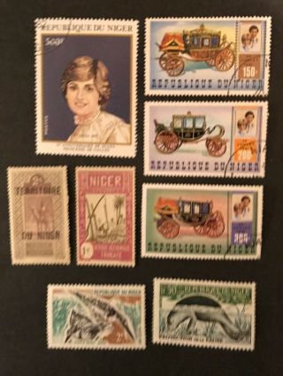 Niger Postage Stamps 8 Princess Dianna Animals Old Fe