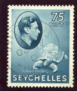 Seychelles 1938 Kgvi 75c Slate - Blue Very Fine.  Sg 145.  Sc 142.