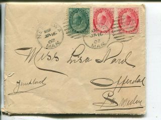 Canada Qv 2z2,  1c On Cover To Sweden Neepawa Man 1902