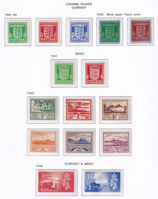 Gb Guernsey & Jersey 1941 - 48 Complete Mnh Sg Cat £118