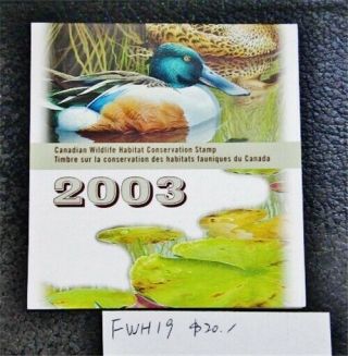 Nystamps Canada Duck Stamp Fwh19 Og H $20