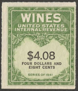 U.  S.  Re201 Ngai (no Gum As Issued) F/vf Wine Revenue Stamp,  Scv $50.