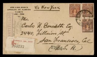 Dr Who 1926 Peru Pair Lima Registered To Usa E69729