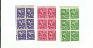 U.  S.  Stamps Scott 804b//807a Booklet Panes With Plate Numbers Set Of 3