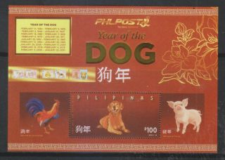 Philippines Stamps 2019 Mnh Zodiac: Year Of The Dog Ms With Gold Foil