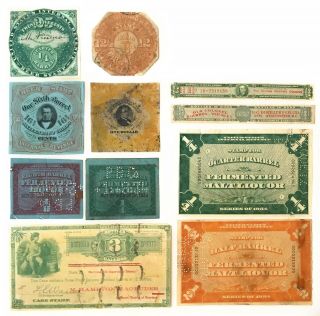 Early Internal Revenue Beer,  Liquor,  Stamp Lot: Rea1,  16,  27,  38,  Series 1933/34