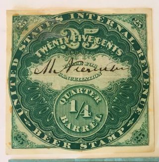 Early Internal Revenue Beer,  Liquor,  stamp lot: REA1,  16,  27,  38,  Series 1933/34 3