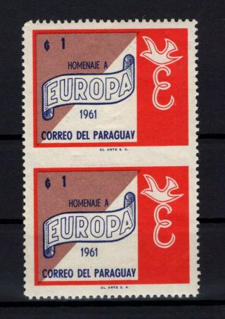 P113323/ Paraguay – Variety – Scott 625 Pair Imperf Between