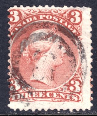 Canada 25b 3c Red,  1868 Lq On Thin Paper,  Vg,  2 - Ring53 Three Rivers