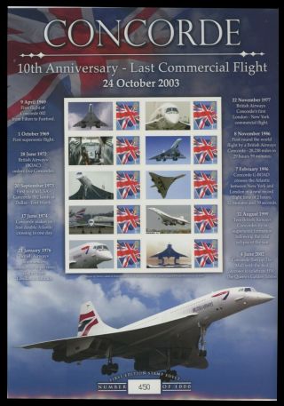 Bc - 421 - 2013 Concorde 10th Anniversary Of Last Flight Business Smilers Sheet.