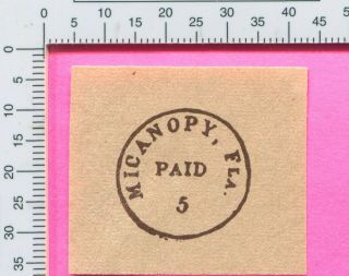 Fl Micanopy Florida 5c Paid Confederate Handstamped Envelope Reprint Stamp