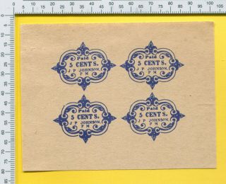 66x1 Va Pittsylvania Virginia 5c Confederate States Block 4 Reprint Blue Stamp