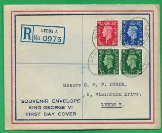 Gb 1937 Defs Sg 462 - 3,  6 Fdc Registered Leeds 10 May