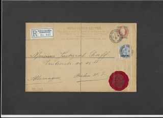 British Levant Stationery Kevii 3d Registered Envelope Constantinople To Berlin